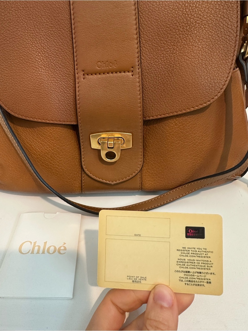 AUTHENTIC Chloe Lexa medium shoulder bag in tan leather - Picture 17 of 17